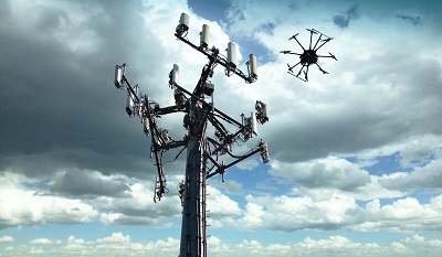 inspeksi tower BTS dengan drone